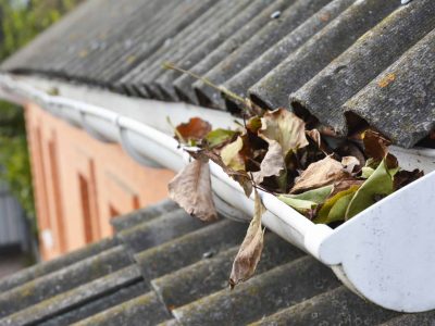 Rain Gutters Cleaning from Leaves. Guttering works.